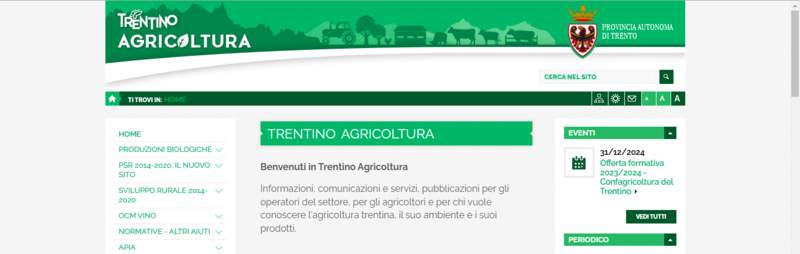 Sito www.trentinoagricoltura.it in fase di dismissione